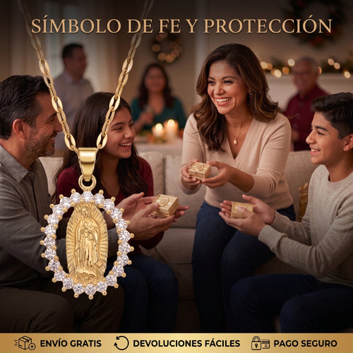 Collar Virgen Guadalupe Chapada en Oro 18k + Caja Regalo